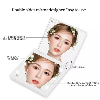 Portable LED Makeup Mirror, Foldable & Double-Sided