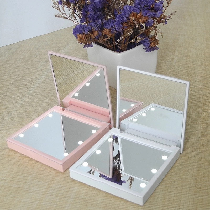 Portable LED Makeup Mirror, Foldable & Double-Sided