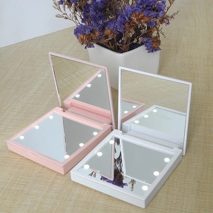 Portable LED Makeup Mirror, Foldable & Double-Sided
