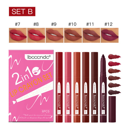 Two-in-One Lip Liner Lipstick Set (6 Pieces)