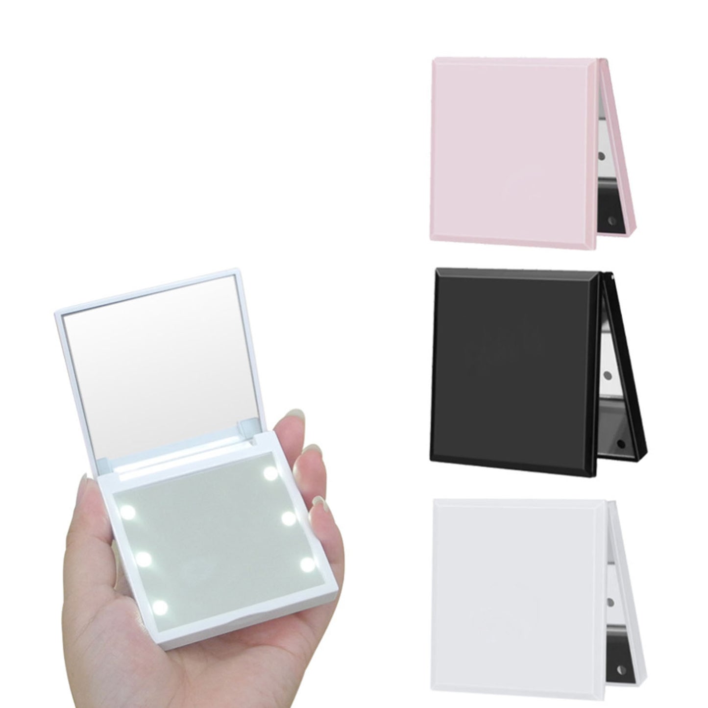 Portable LED Makeup Mirror, Foldable & Double-Sided